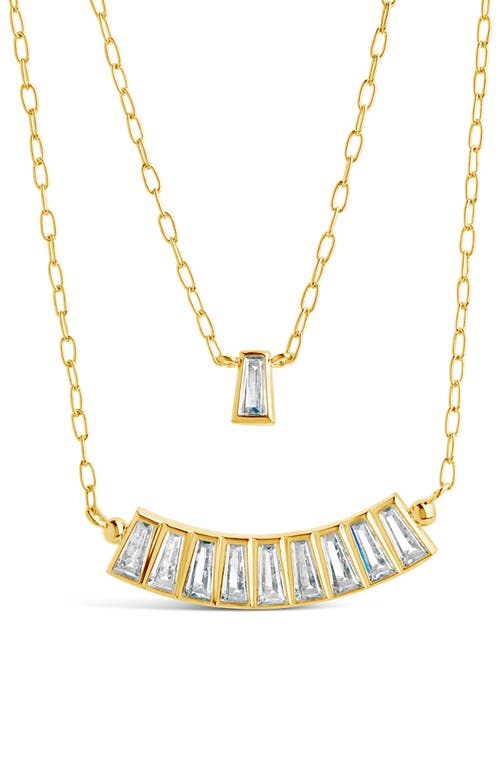 Sterling Forever Lillian Cubic Zirconia Charm Layered Necklace In Gold