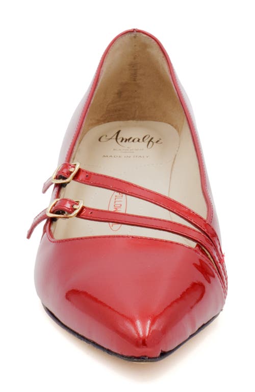Amalfi By Rangoni Alfa Pointed Toe Kitten Heel Pump In Red Patent Pearl