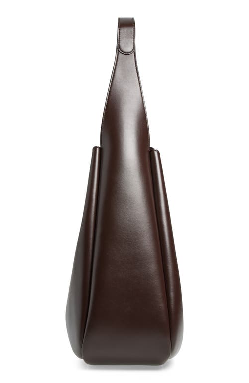 Shop Stella Mccartney Perforated Logo Faux Leather Hobo Bag In Chocolate Brown