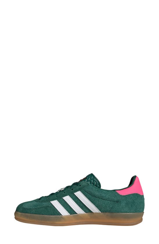 Shop Adidas Originals Gazelle Indoor Sneaker In Green/ White/ Lucid Pink