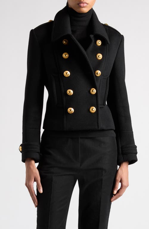 Shop Tom Ford Virgin Wool Crop Peacoat In Lb999 Black