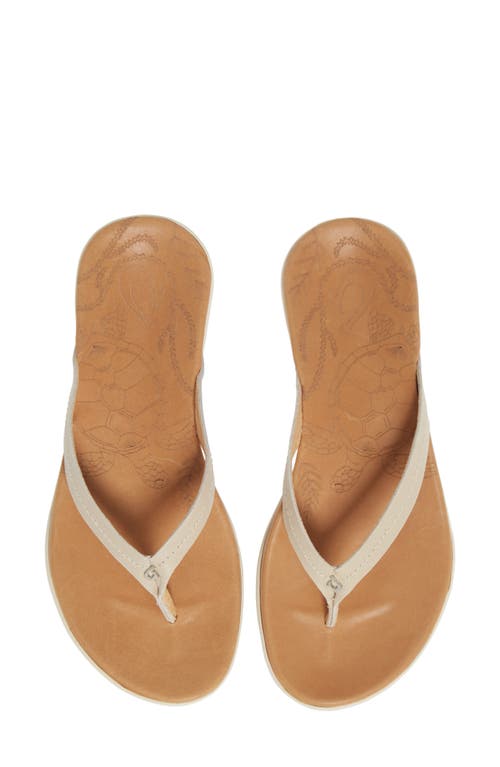 Olukai Honu Flip Flop In Tapa/golden Sand Leather