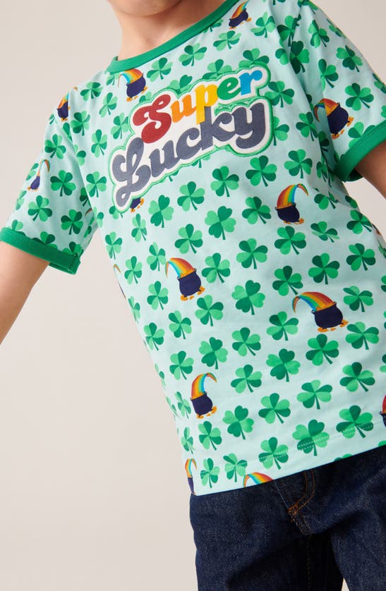 Shop Little Bird Kids' Super Lucky Cotton Graphic T-shirt In Green