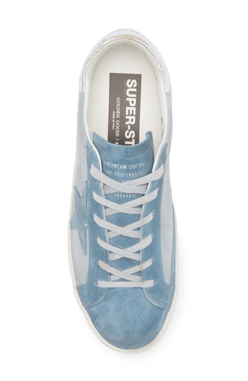 Shop Golden Goose Super-star Low Top Sneaker In Grey/blue/silver