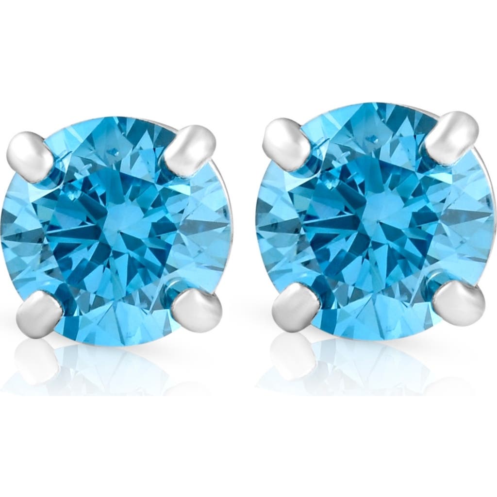 Bliss Diamond 1/2ct Blue Lab Grown Diamond Studs In 14k White Gold