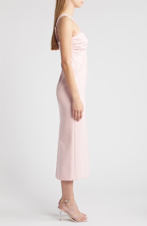 Likely Meena Ruched Keyhole Midi Dress In Rose Shadow
