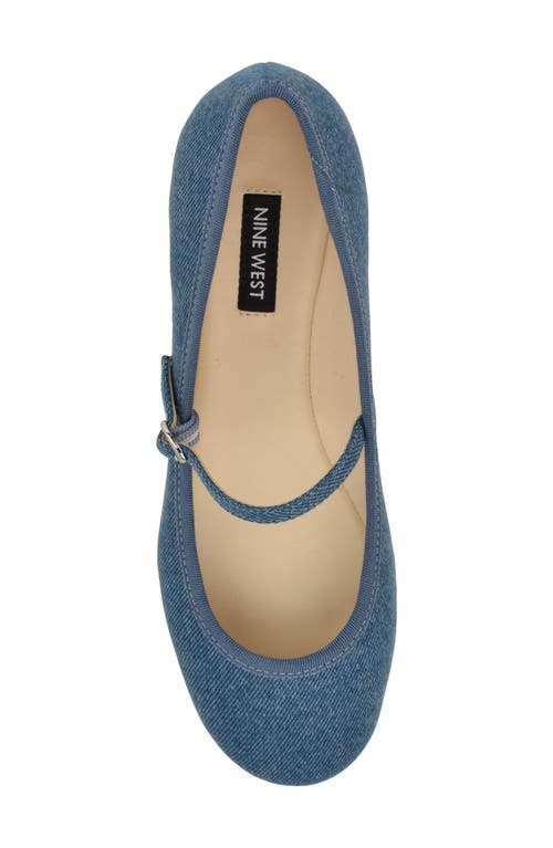Nine West Classik Mary Jane Flat In Med Blue