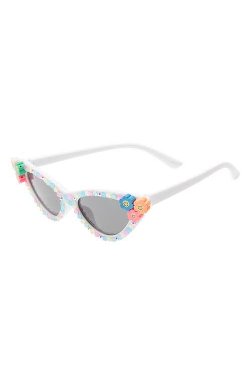 Rad + Refined Kids' Happy Daisy & Crystal 50mm Cat Eye Sunglasses in White/Multi