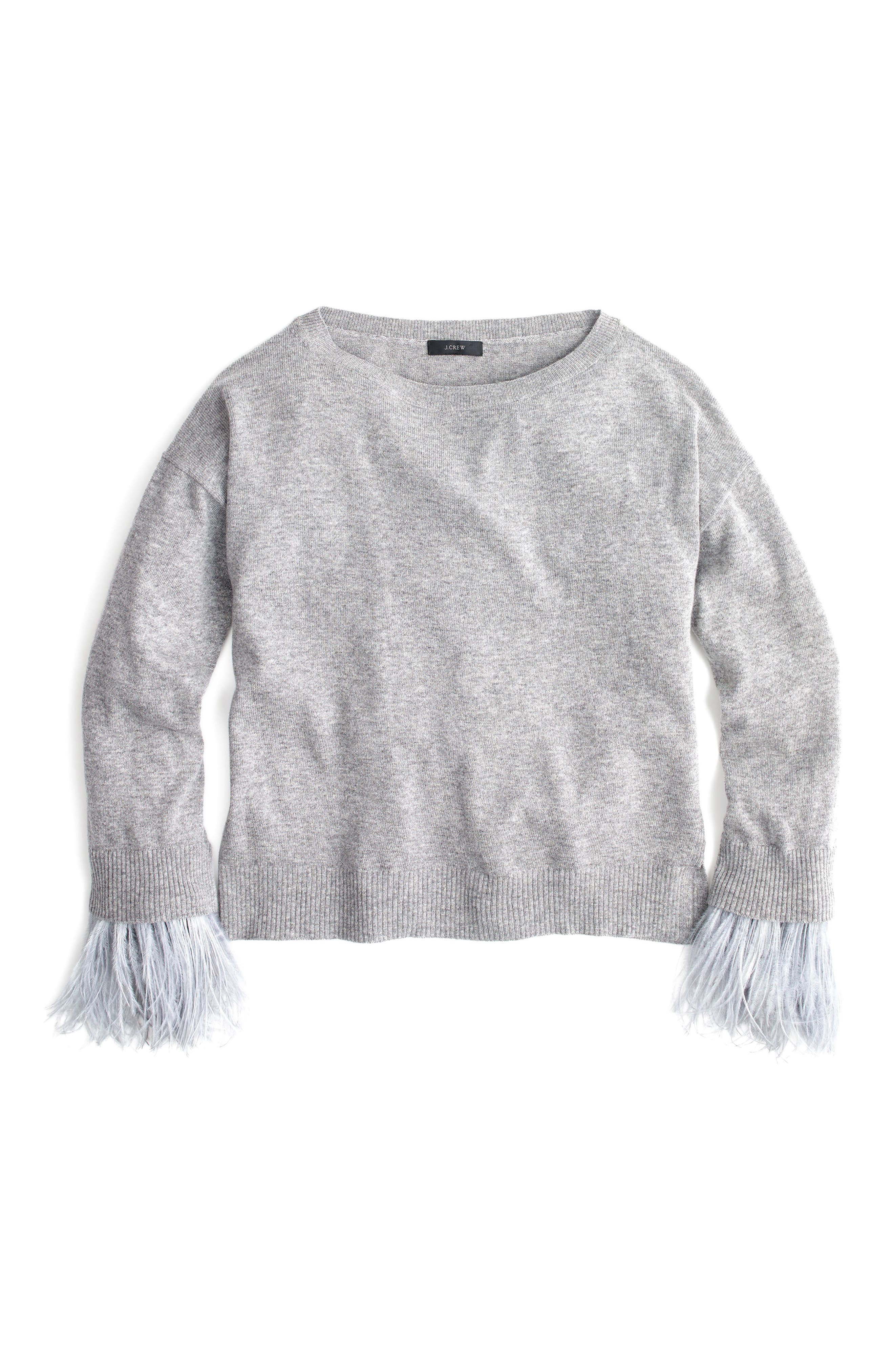 J.Crew Feather Sleeve Crewneck Sweater Nordstrom