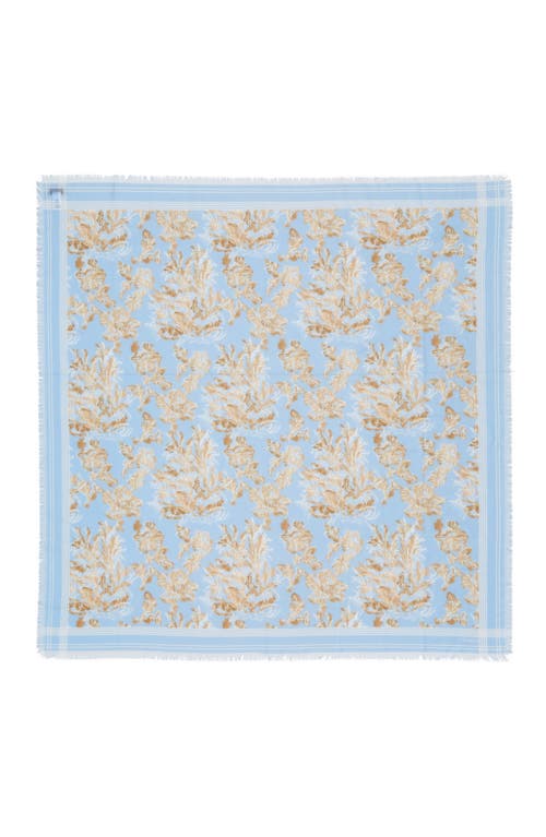 Lafayette 148 New York Floral Frost Toile Cotton & Silk Scarf in Cool Blue Multi