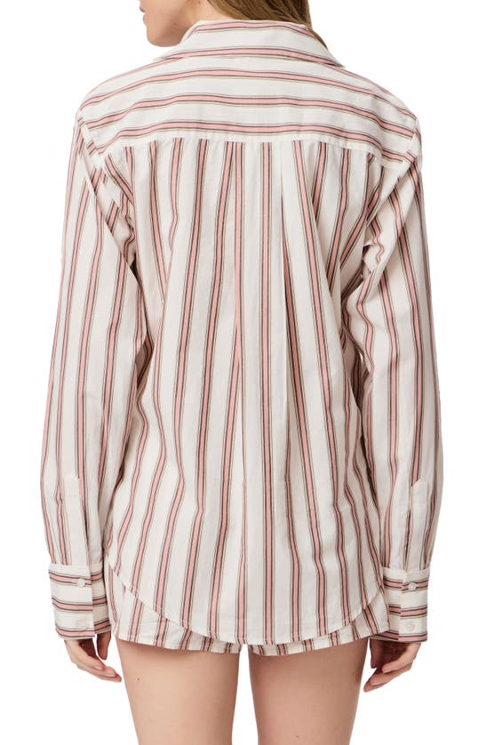 Shop Paige Christa Stripe Poplin Button-up Shirt In Cream Multi