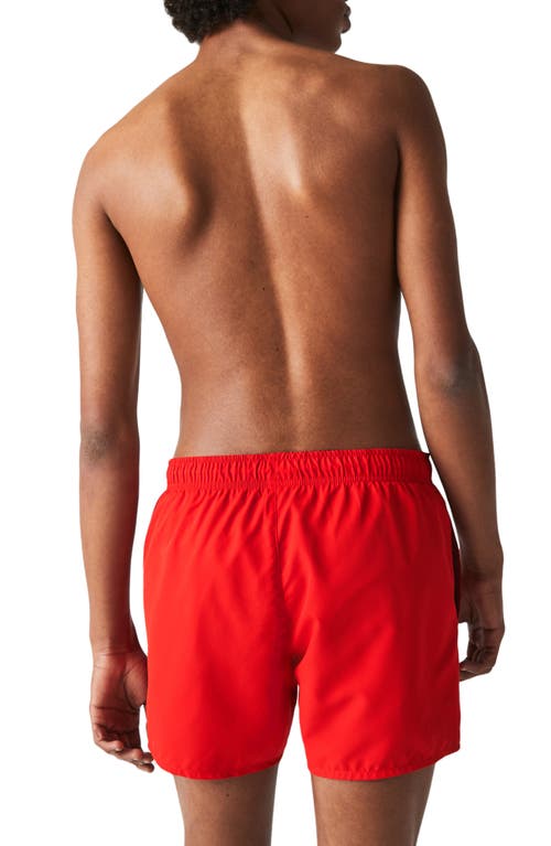 Shop Lacoste Recycled Polyester Swim Trunks In 528 Red/navy Blue