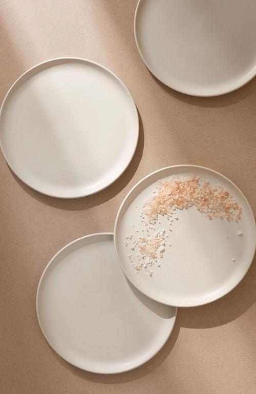 Gharyan Stoneware Tunisian Side Plates Set Of 4 In White