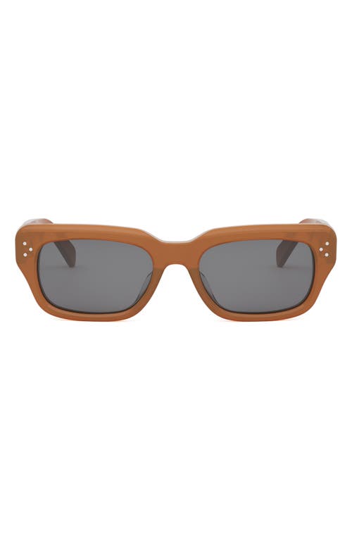 Celine Bold 3 Dots 54mm Rectangular Sunglasses In Shiny Light Brown/smoke