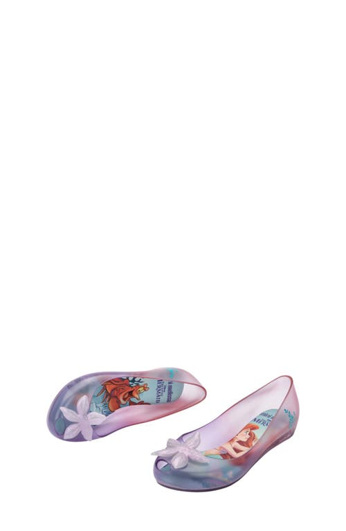 Melissa X Disney® The Little Mermaid Mini Ultragirl Flat In Clear/purp