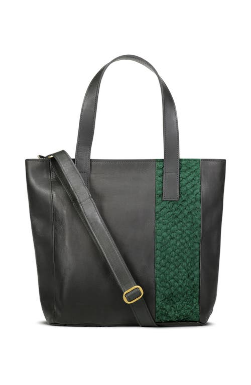 Sarep + Rose Maral Daily Leather Tote Crossbody Bag In Black And Green