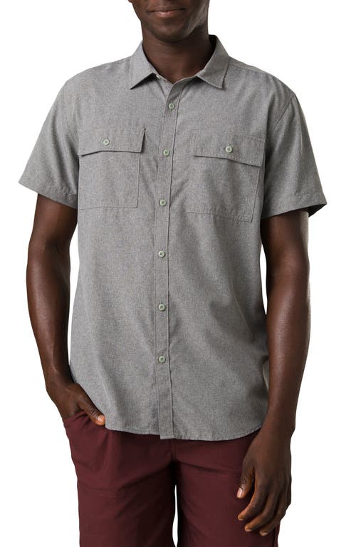 Sol Short Sleeve Button-Up Shirt in Heather Grey