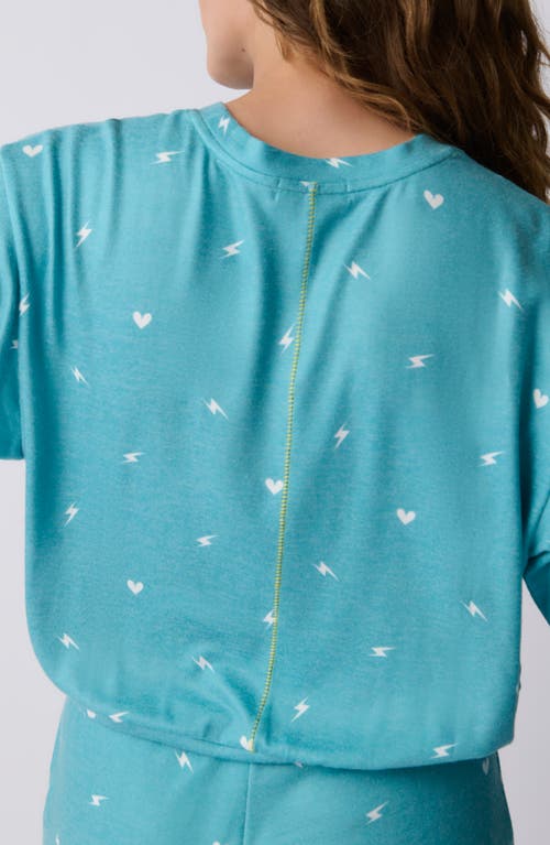 Shop Pj Salvage Electric Vibes Sweatshirt Pajama Top In Blue Sage