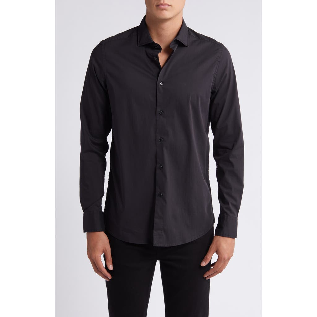 7 For All Mankind Slim Fit Stretch Poplin Button-up Shirt In Black