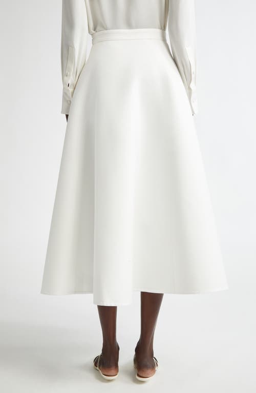 Shop Valentino Garavani V-detail Double Splittable Gabardine Midi Skirt In Bianco