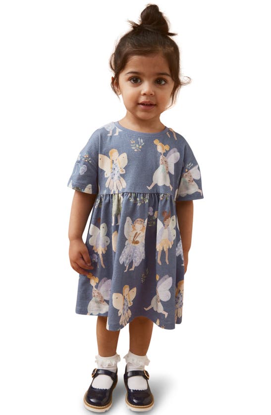 Next Kids' Fairy Print Cotton Dress In Gray