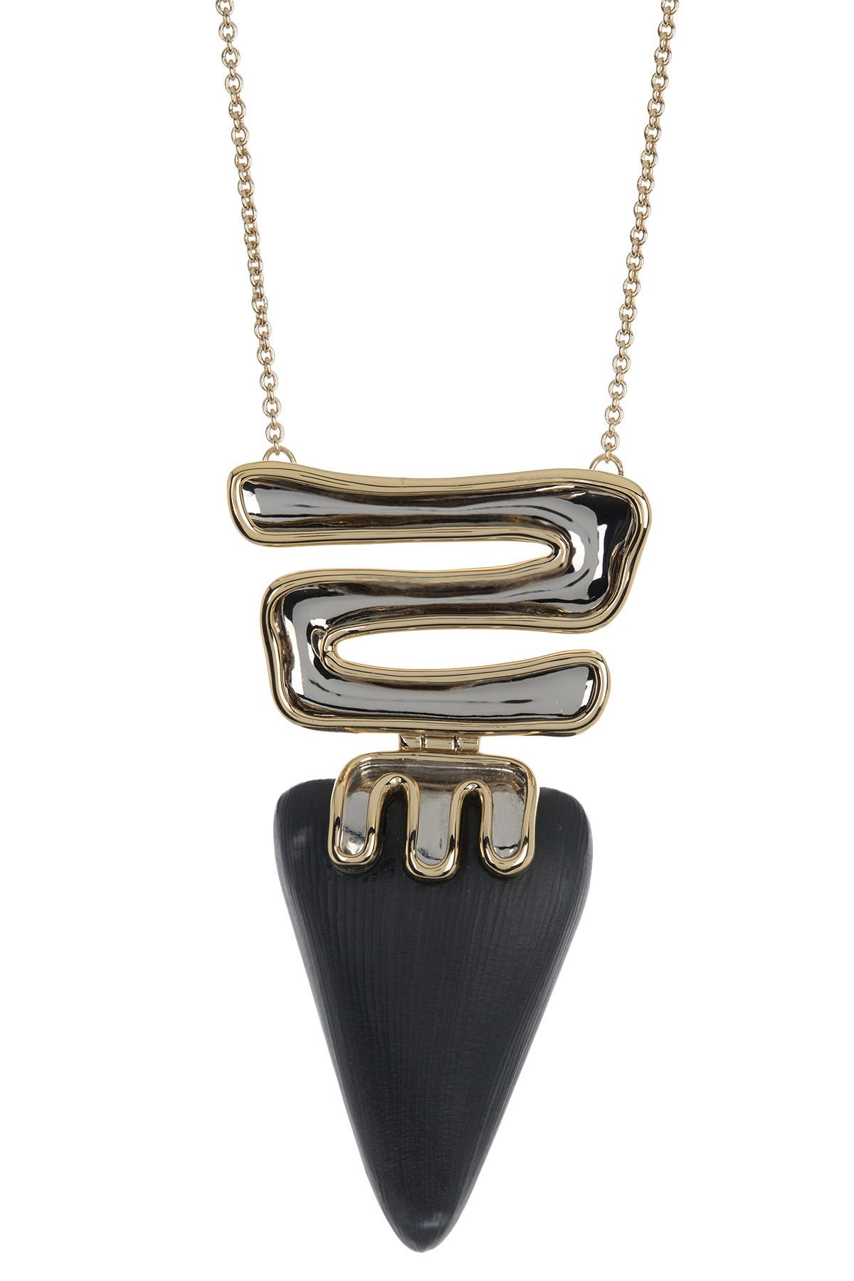Alexis Bittar Two-tone Sculptural Hinged Pendant Necklace In Black