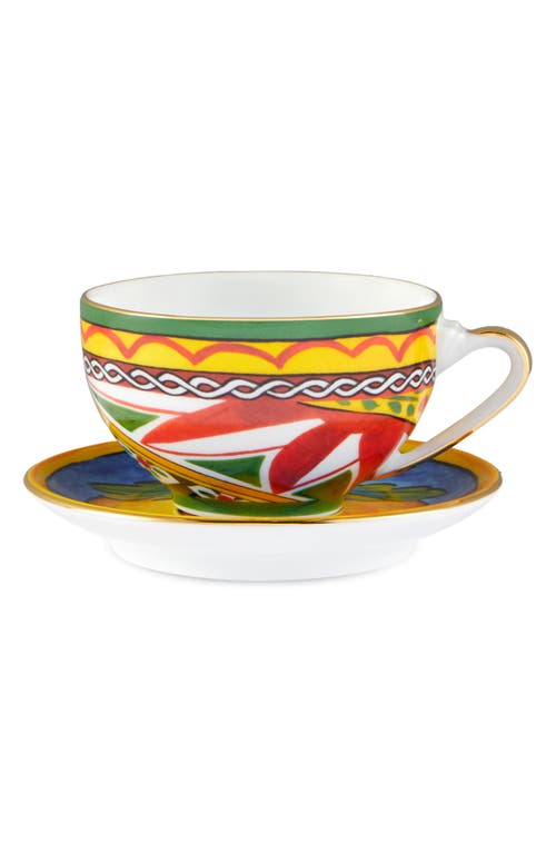 Dolce & Gabbana Dolce&gabbana Carretto Lemon Teacup & Saucer In Medium Blue