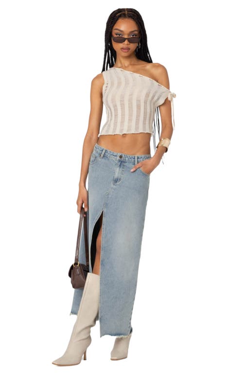 Shop Edikted Tamra Asymmetric Ladder Stitch Top In Cream