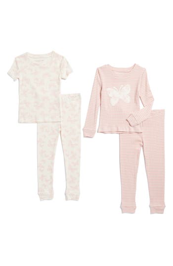 PENELOPE MACK PENELOPE MACK KIDS' ASSORTED 2-PACK ORGANIC COTTON RIB KNIT FITTED TWO-PIECE PAJAMAS SET