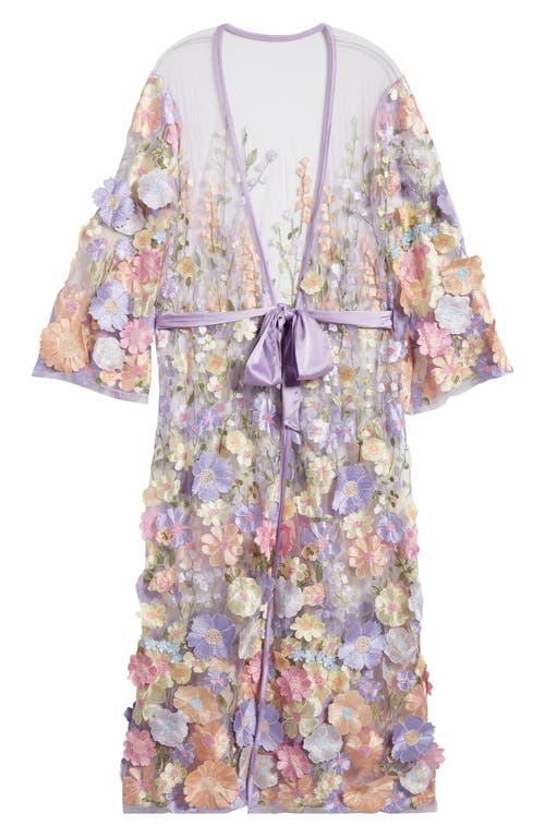 Floral Embroidered Maxi Robe in Pastel Floral