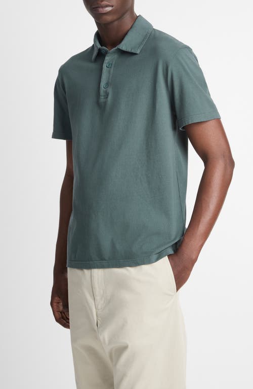 Shop Vince Regular Fit Garment Dyed Cotton Polo In Washed Petrol Green