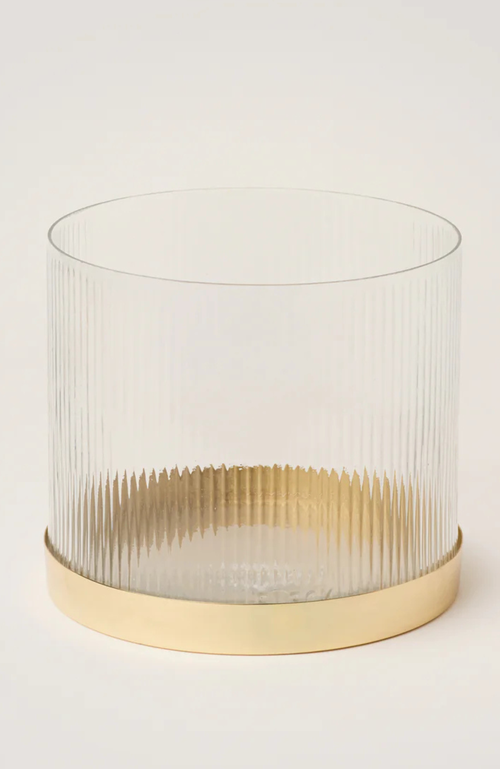 Fleck Fluted Glass Vase In Clear
