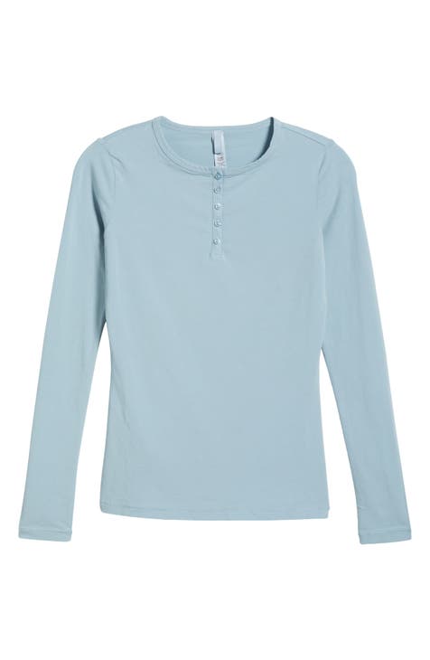 TOWMUS Long Sleeve Shirt Women Skims Women's Solid Scoop Neck Button up Long  Sleeve Henley T Shirts Tops Ribbed Shirts Blue : : Clothing, Shoes  & Accessories