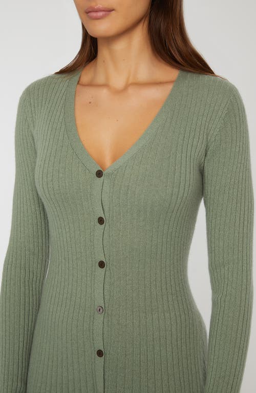 Shop Elie Tahari The Ashley Long Sleeve Cashmere Rib Sweater Dress In Silver Spruce