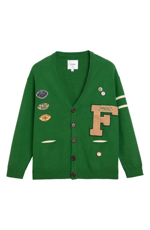 Shop Found Varsity Appliqué Cotton Blend Cardigan In Vintage Green