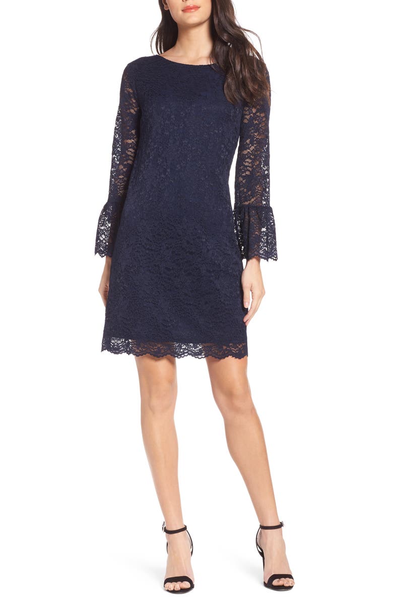 Fraiche by J Lace Bell Sleeve Shift Dress | Nordstrom