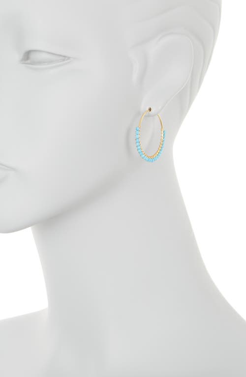 Shop Argento Vivo Sterling Silver 18k Yellow Gold Beaded Hoop Earrings In Gold/turqouise