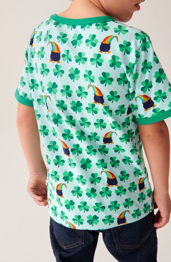 Shop Little Bird Kids' Super Lucky Cotton Graphic T-shirt In Green