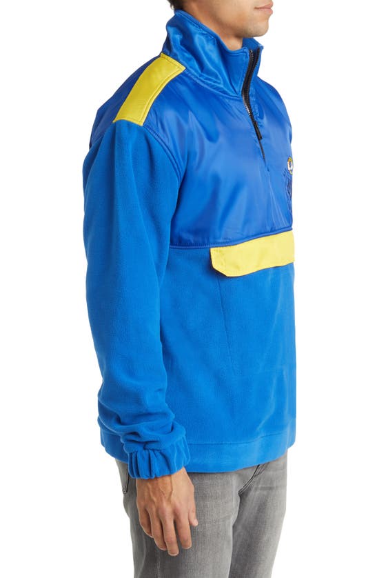 Shop Hugo Boss Boss X Nfl Fumble Mixed Media Quarter Zip Pullover In Los Angeles Rams Bright Blue