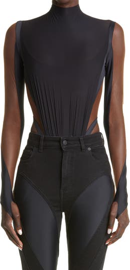 Buy MUGLER Stretch Bodysuit In Black - Black Nude At 40% Off