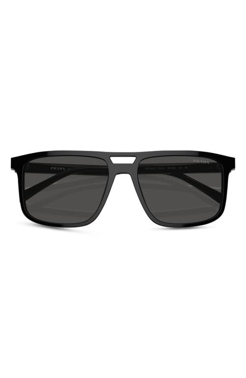 58mm Rectangular Sunglasses in Black/Grey