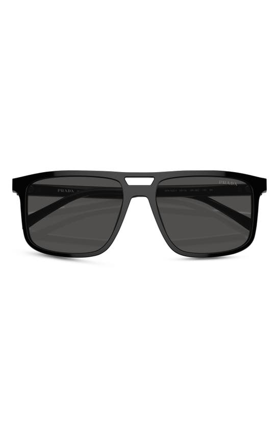 Shop Prada 58mm Rectangular Sunglasses In Black