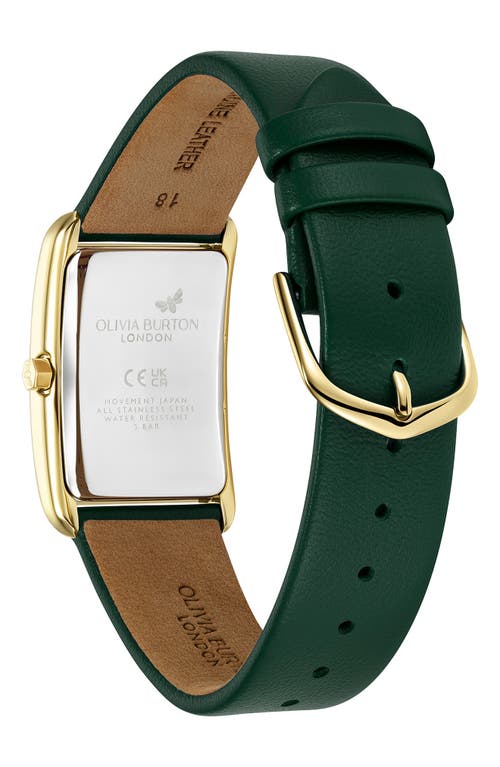 Shop Olivia Burton Grove Rectangular Leather Strap Watch, 23mm In Forest Green