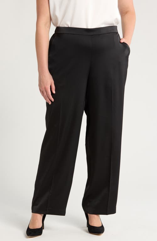 Shop Anne Klein Wide Leg Satin Pants In Anne Black