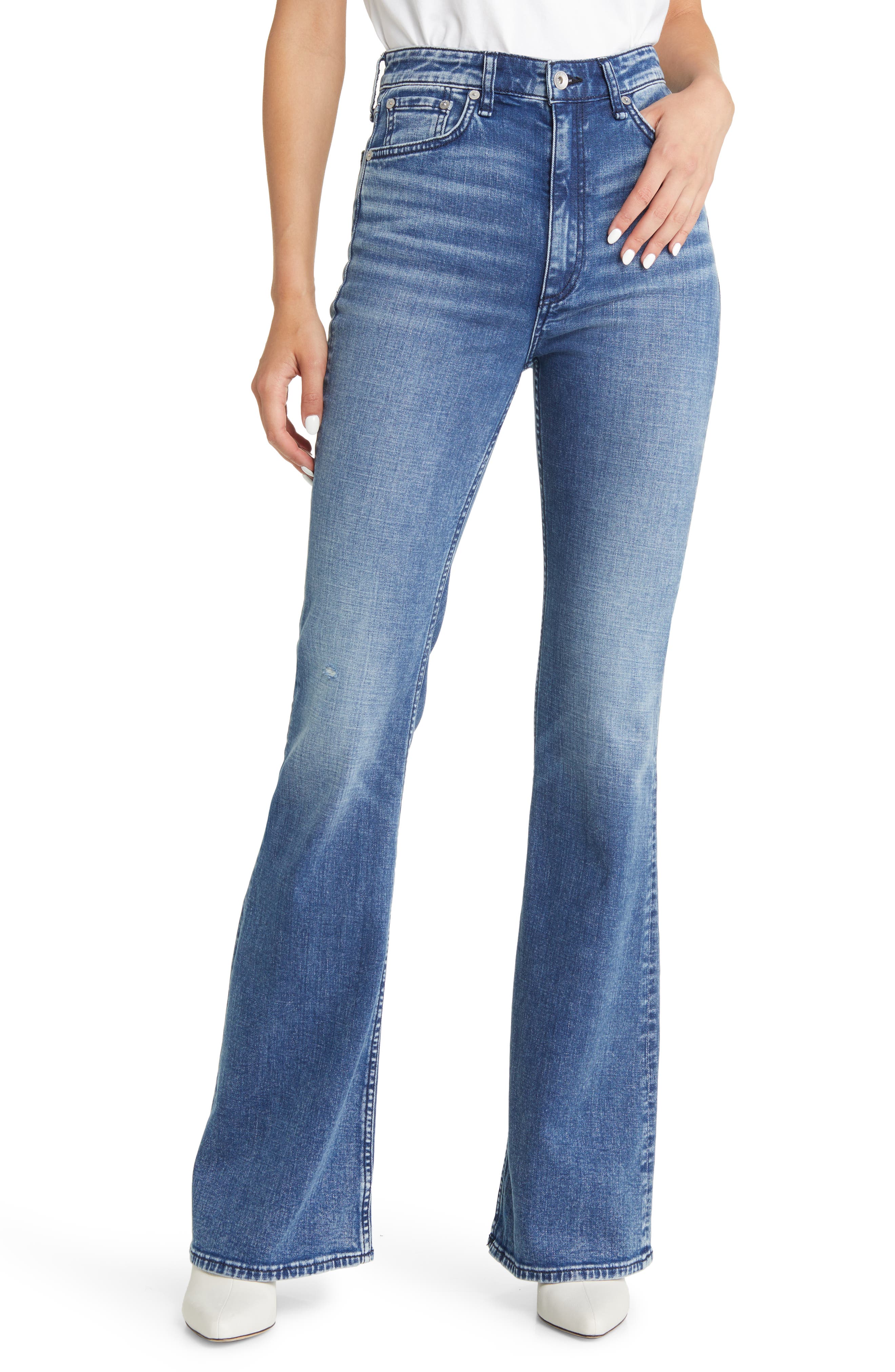 Rag & Bone Denim Casey High-rise Flared Jeans in Blue Womens Clothing Jeans Flare and bell bottom jeans 