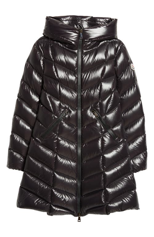 Moncler Marus Long Nylon Down Jacket In Black