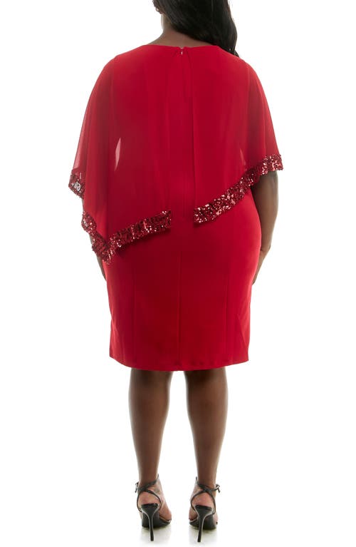 Nina Leonard Popover Sequin Chiffon Sheath Dress In Nina Red