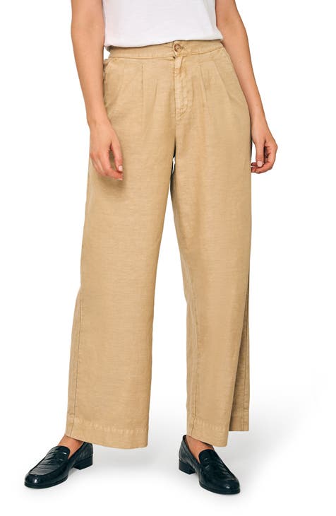 Marin High Waist Wide Leg Cotton Canvas Pants