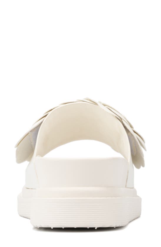 New York And Company Camilia Flower Strap Platform Slide Sandal In White
