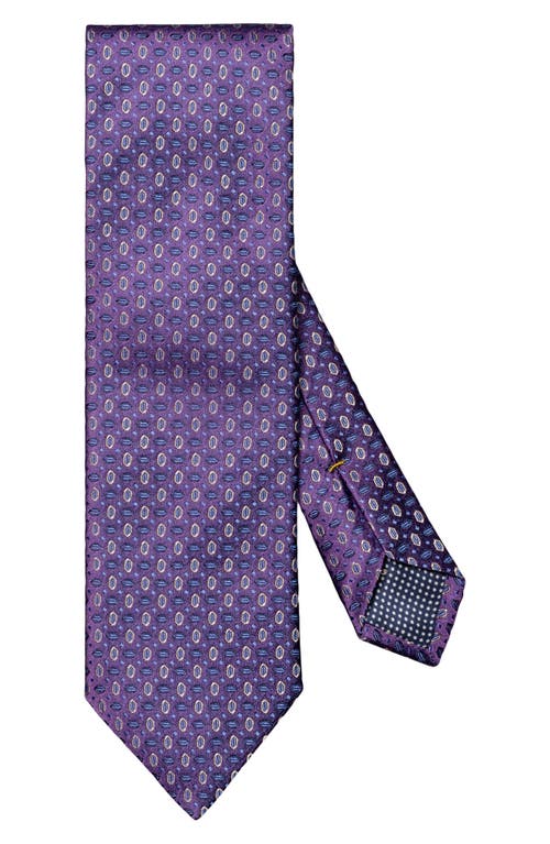 Shop Eton Neat Geometric Pattern Silk Tie In Medium Purple